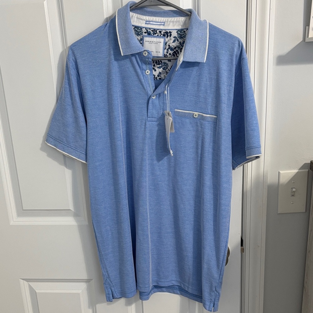 Denim & Flower Light Blue Polo Shirt
